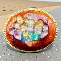 Vintage Abstract Resin Lucite Art Brooch Pin Colorful Modernist Trombone Clasp