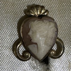 Vintage Hand Carved Cameo Brooch & Earrings Set 12K Gold Filled
