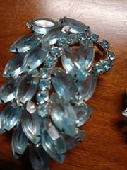 Vintage Aquamarine Marquise Rhinestone Brooch Unbranded