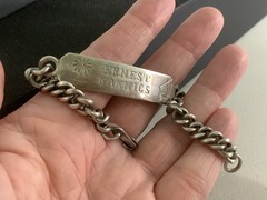 VTG Mens Heavy Sterling Silver Marine Navy Radio Officer ID bracelet 7.25″ 30g
