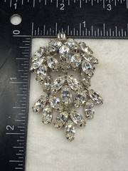 Vintage Weiss Rhinestone Chandelier Brooch Silver Tone Full of Sparkle Waterfall