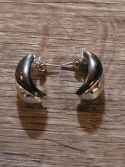 Silvertone Huggie Vintage Enamel Earrings Post Back Pierced Jewelry