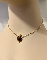 Vintage Crown Trifari Turtle Brown Lucite Pendant Gold Tone Adjustable Necklace