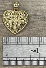 Vintage 14K Yellow Gold White Gold Reversible Filigree Heart Pendant 2.2g Signed