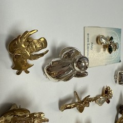 GOLD/SILVER TONE ANGEL BIRD MINI FIGURAL PIN LOT 21pc FEW BIRTHSTONE RHINESTONE