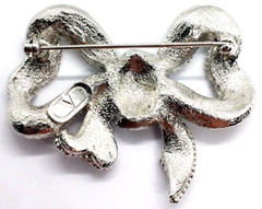 Elegant Vintage Large Valentino Garavani Brooch Rhinestone Ribbon Bow Pin