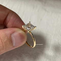 Princess Cut 1.25CT White Moissanite Women’s Party Ring Pure 10K Yellow Gold FN