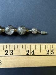 Vintage Acrylic Lucite Glitter Beaded Necklace Smoky Gray Silver Gold Bead 25”