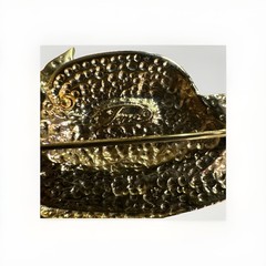 Vintage Signed Tona Shiny Gold Tone Summer Flower Sun Hat Brooch Pin