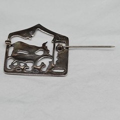 Vintage Mia Sterling Silver Brooch Nativity Animals