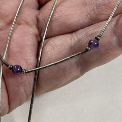 Liquid Silver Amethyst Bead Choker Necklace 17 inches Southwest Style