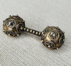 Antique Etruscan Revival Pin Brooch c 1900 Gold Russian Hallmark Granulation