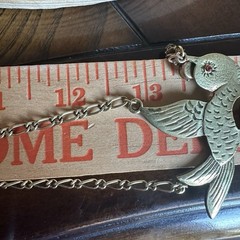 Vintage Dove Swallow Bird Pendant Necklace 26 Inch Rhinestone Gold Animal