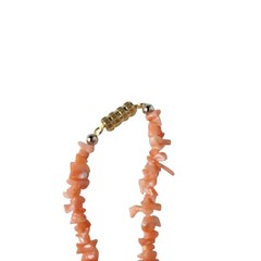 Vintage Natural Coral Bead Necklace Pink Orange Irregular Shape Handmade