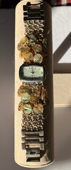 Vintage Mesh Chain And Abalone Fashion Watch Mother Of Pearl Face Quartz Works