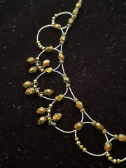 Robert Rose Choker Necklace Wired Bronze Metallic Beads Dainty Chic Minimalist