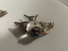 Coro Duette 1940s Vermeil Sterling Jelly Belly Angel Fish Brooch