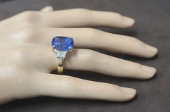 Vintage 18k Platinum Engagement Ring 10.41CT.Natural Cushion Blue Sapphire GIA