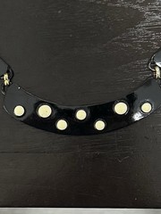 Vtg 1970s 1980s Mod Metal Enamel Polka Dot Collar Necklace Earring Set D&E Clasp