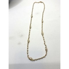 Napier Vintage Gold Tone Caged Pearl Beaded Necklace 28in