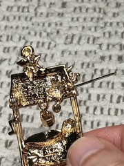 AJC Vintage Angels Wishing Well Dangle Accent Bucket Brooch Pin