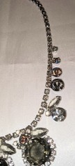 RARE Vintage JULIANA Huge Smokey Crystal Bib Style Statement Necklace Estate Pc