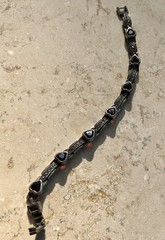 ❤️✨Genuine VINTAGE STERLING SILVER MARCASITE GARNET HEART ESTATE Tennis Bracelet