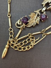 Vintage Coro Pegasus Grape Cluster Necklace Purple Amethyst Rhinestone