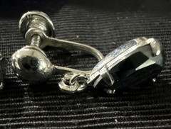 Vintage SORRENTO STERLING SILVER Teardrop Hematite Screw Back Drop Earrings