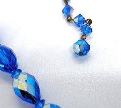 Vintage 1950s-1960s Bright Blue Aurora Borealis Faceted Crystal Choker Necklace