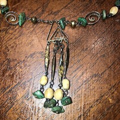 Vintage Southwestern Artisan Necklace Sterling Malachite & Horn/bone Beads 925