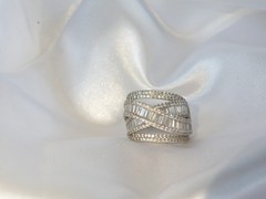 Sterling Silver 925 Multi Row Baguette CZ Highway Ross Simons Ring Size 6