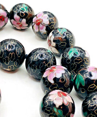 Vtg Chinese Cloisonne 29 Inch Long 15 mm Bead Necklace Hand Knotted No Clasp