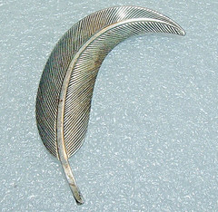 Antique Vintage 1950-60s Maker Marked STERLING *Feather *Leaf PIN BROOCH *FINE