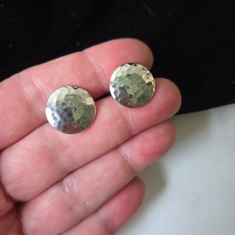 Vintage Monet Silver Tone Hammered Stud Earrings