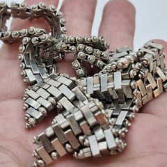 Jakob Bengel Germany Art Deco Chrome Necklace Brickwork Fashion Modernist 16.5″