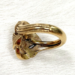 Vintage Trifari Gold Tone Laced Design Ring Adjustable for sizes 5-6