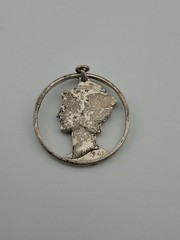 Vintage Silver 1943 Mercury Dime Cut Out Pendant