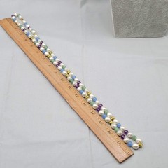 Vintage White Purple Green Bead Necklace Estate Costume Jewelry 36 in