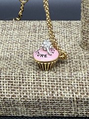 Vintage Juicy Couture Cupcake Enamel Crystal 19” Necklace New
