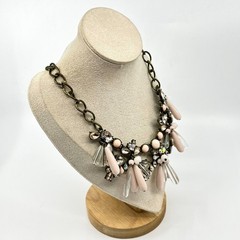 VTG Sugarfix by BaubleBar Pink Teardrop Statement Bib Necklace Curb Link Lobster
