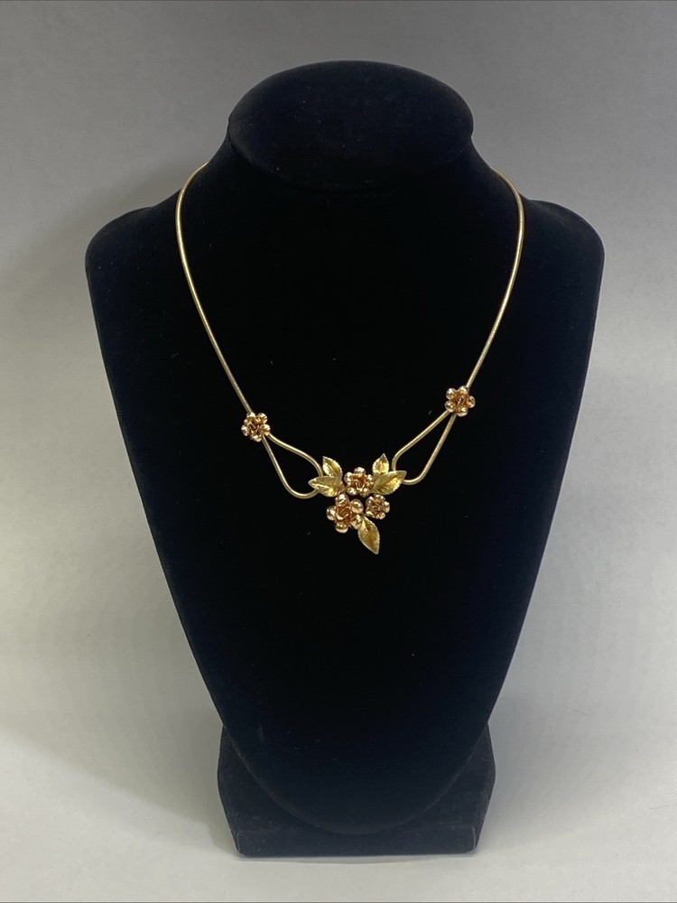 STUNNING VINTAGE KREMENTZ BI-COLOR GOLD FILLED CHOKER NECKLACE 15″ IN LENGTH