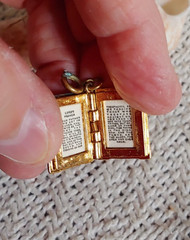 Vintage Christian Charm Cross Book Opens to Lord’s Prayer Gold Tone
