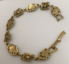 Victorian Style Enhanced Faux Pearl 8″ Jewelry Bracelet Antique Gold Tone