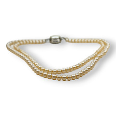 Vintage Sarah Coventry Faux Pearl Two Strand Necklace Reversible Clasp