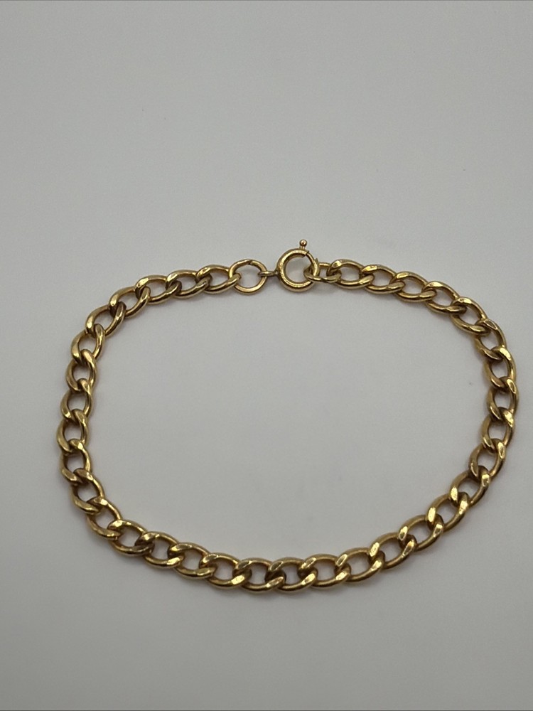 VTG 1/20 12K GF Gold Filled Curb Chain Starter Charm Bracelet