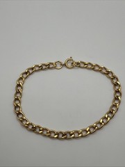 VTG 1/20 12K GF Gold Filled Curb Chain Starter Charm Bracelet