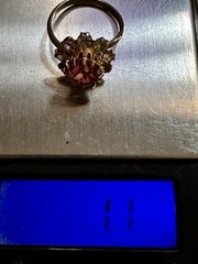 Vintage Pink Rhinestone Cluster Ring Adjustable 10kt GF Shanks 2.4g