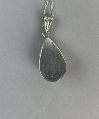 Vintage Pearl shape and Marcasite Sterling Silver Pendant Necklace 17.75 in