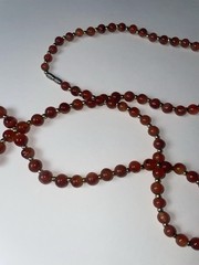 Vintage Beaded Carnelian Necklace 36 Inches Long With Barrel Clasp